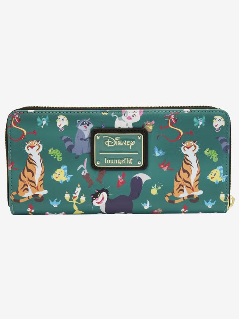 Loungefly Disney Jungle Friends Green Zip Wallet with Colorful Character Print